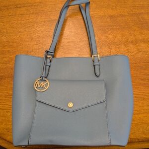 Michael Kors Saffiano Large Leather Tote Bag – Dusty Blue